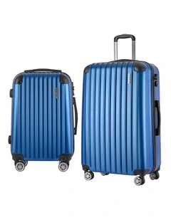 Carry On TSA Hard Case Lightweight Travel Set Suitcase 2 Piece in Blue