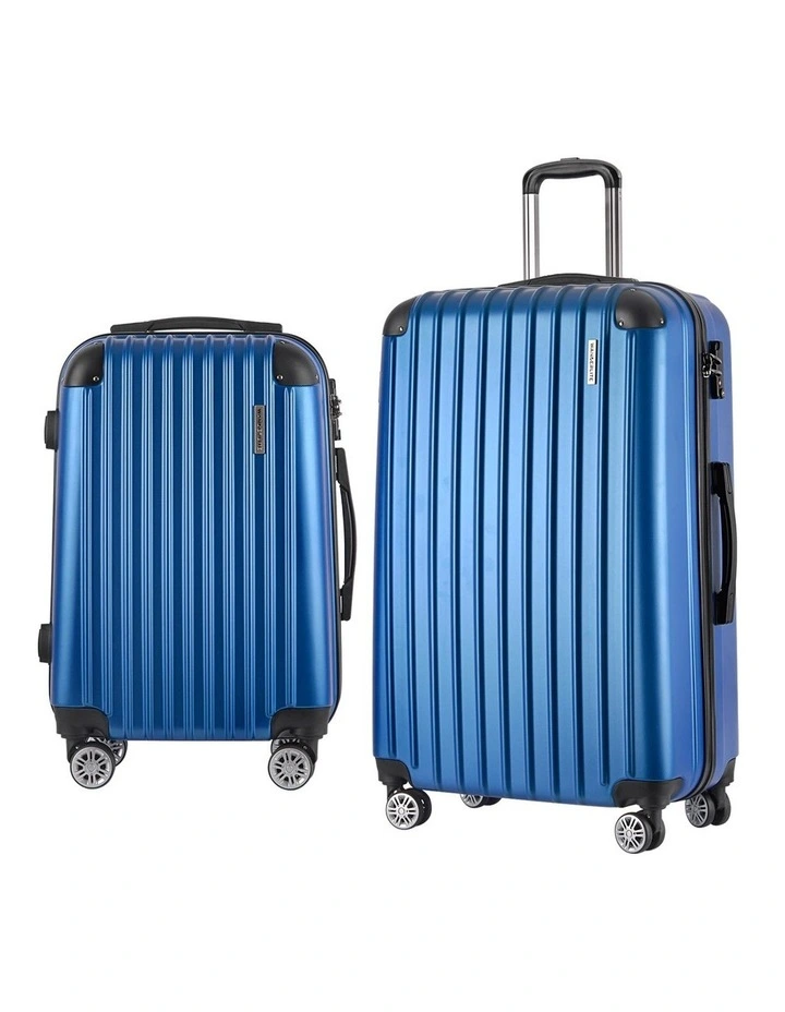 Carry On TSA Hard Case Lightweight Travel Set Suitcase 2 Piece in Blue image 1