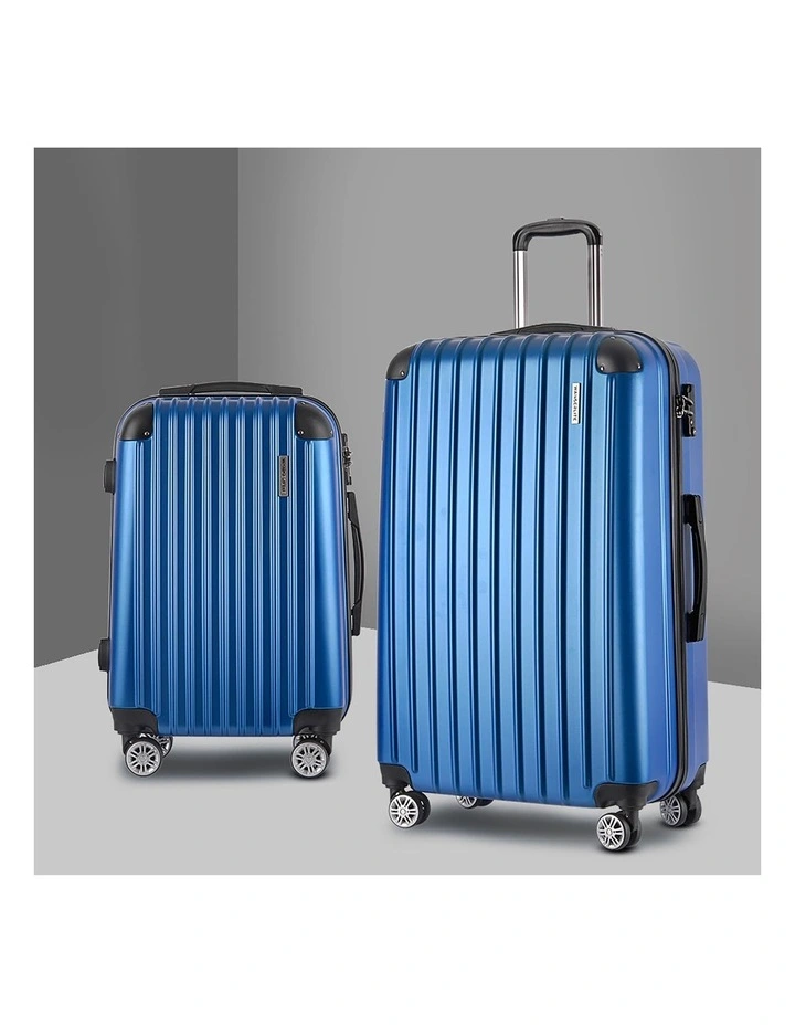 Carry On TSA Hard Case Lightweight Travel Set Suitcase 2 Piece in Blue image 3
