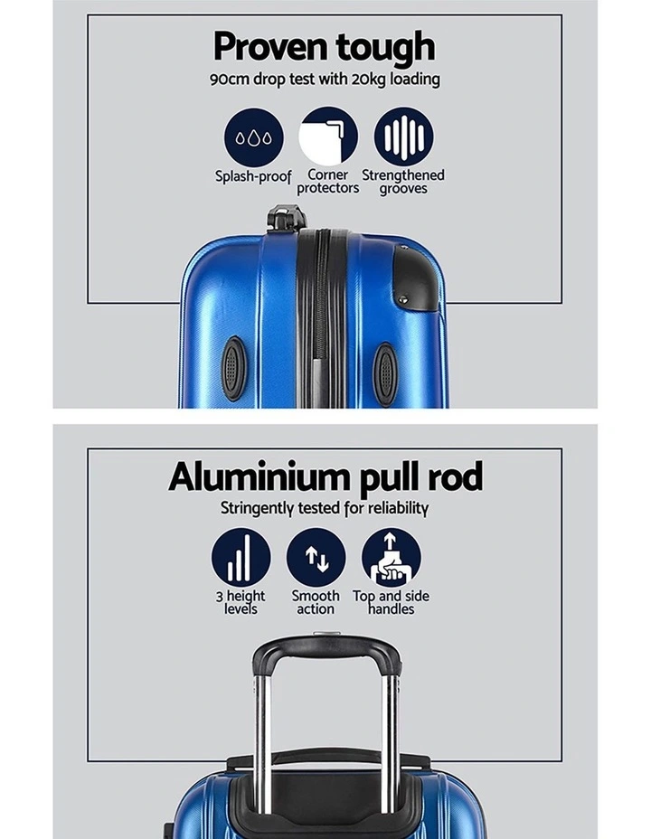 Carry On TSA Hard Case Lightweight Travel Set Suitcase 2 Piece in Blue image 4