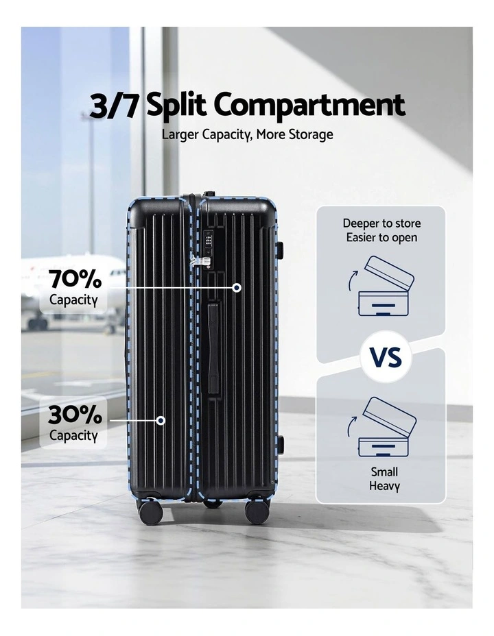 5 Wheels Type-C Port TSA 32 Trunk Luggage Suitcase in Black image 5