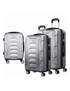 TSA Hard Case Shell Strap Luggage Set 3 Piece in Silver