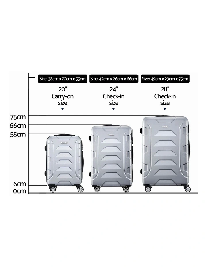 TSA Hard Case Shell Strap Luggage Set 3 Piece in Silver image 4