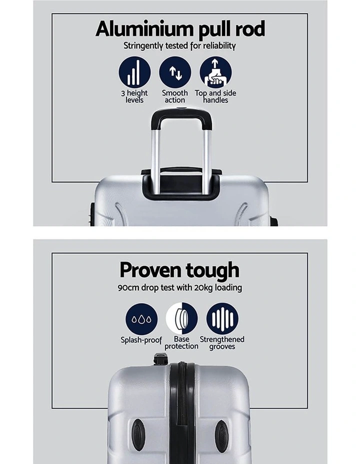 TSA Hard Case Shell Strap Luggage Set 3 Piece in Silver image 5