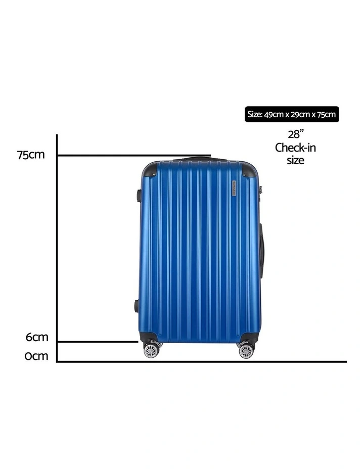 Carry On Hard Case TSA Lock Lightweight 28 Luggage Trolley Travel Suitcase Set 75cm Blue image 4