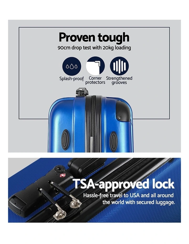 Carry On Hard Case TSA Lock Lightweight 28 Luggage Trolley Travel Suitcase Set 75cm Blue image 5