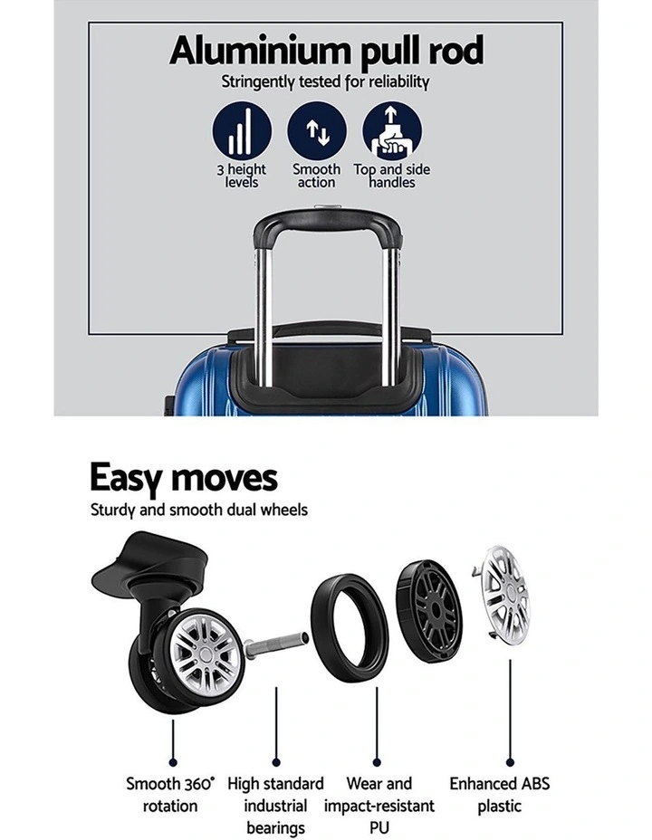 Carry On Hard Case TSA Lock Lightweight 28 Luggage Trolley Travel Suitcase Set 75cm Blue image 6