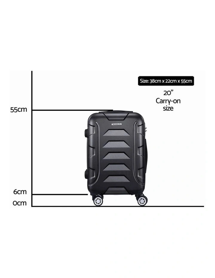 Hard Case Lightweight Strap 20 Luggage Trolley Travel Suitcase Set 55cm image 4