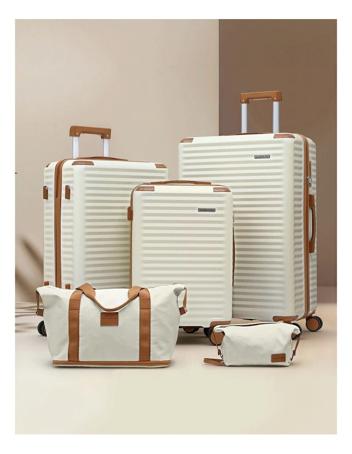 TSA Lightweight Hard Case Travel Suitcase Luggage Trolley Set of 5 in Beige image 2