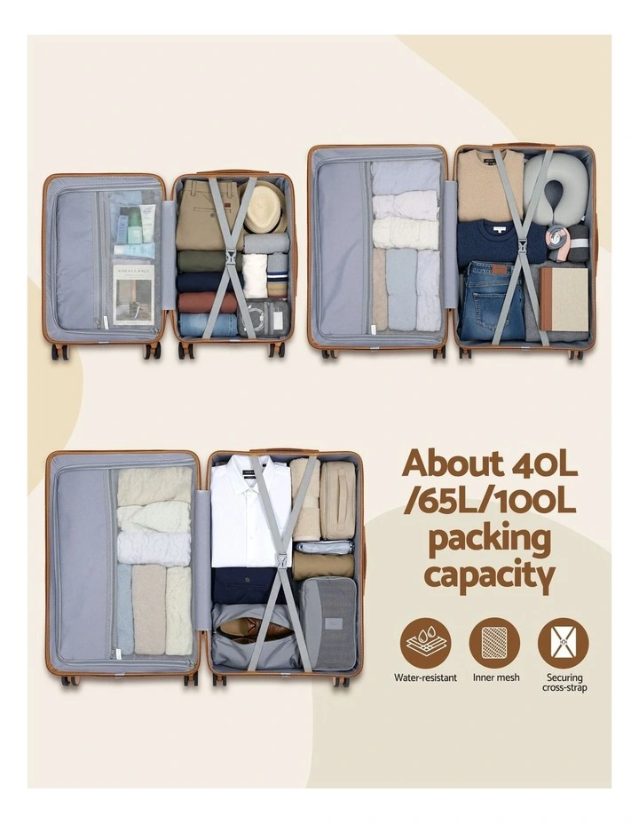 TSA Lightweight Hard Case Travel Suitcase Luggage Trolley Set of 5 in Beige image 7