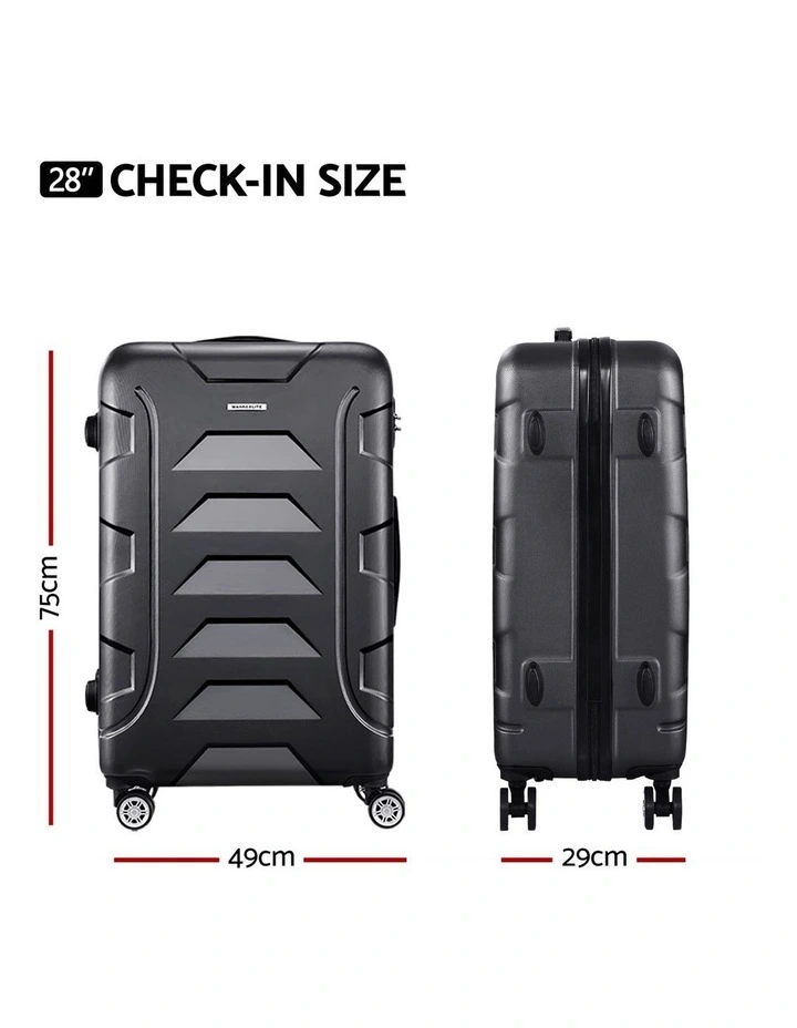 TSA Hard Case Lightweight Strap 28 Luggage Trolley Travel Suitcase Set 75cm in Black image 4