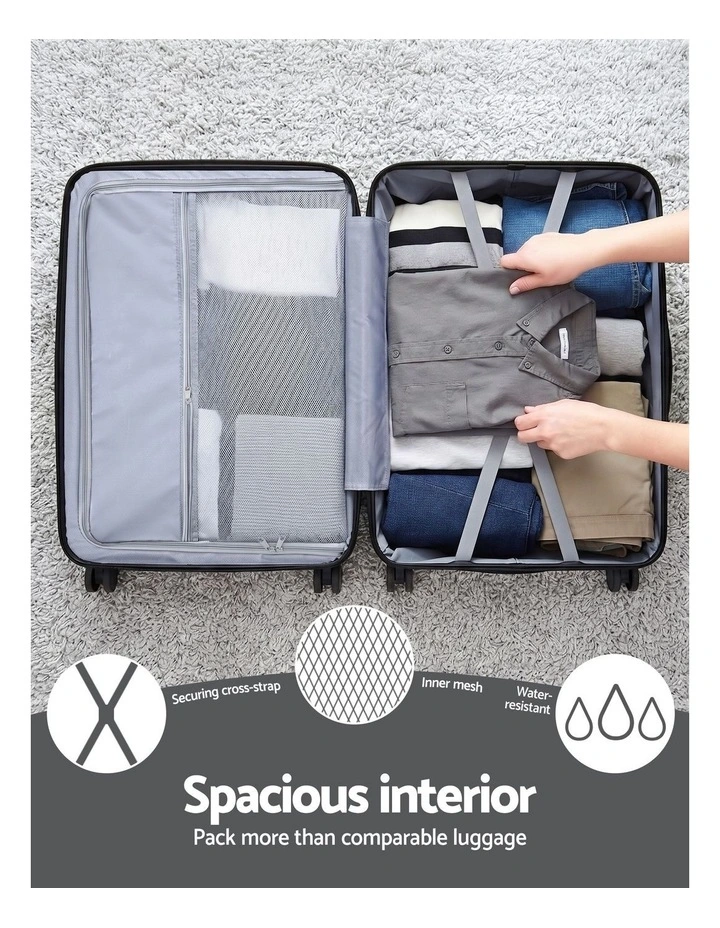 TSA Hard Case Lightweight Strap 28 Luggage Trolley Travel Suitcase Set 75cm in Black image 7