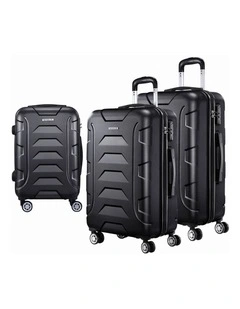 TSA Hard Case Lightweight Luggage Trolley Travel Suitcase Set of 3 in Black