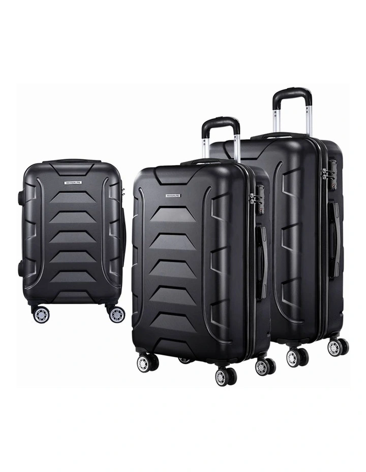 TSA Hard Case Lightweight Luggage Trolley Travel Suitcase Set of 3 in Black image 1