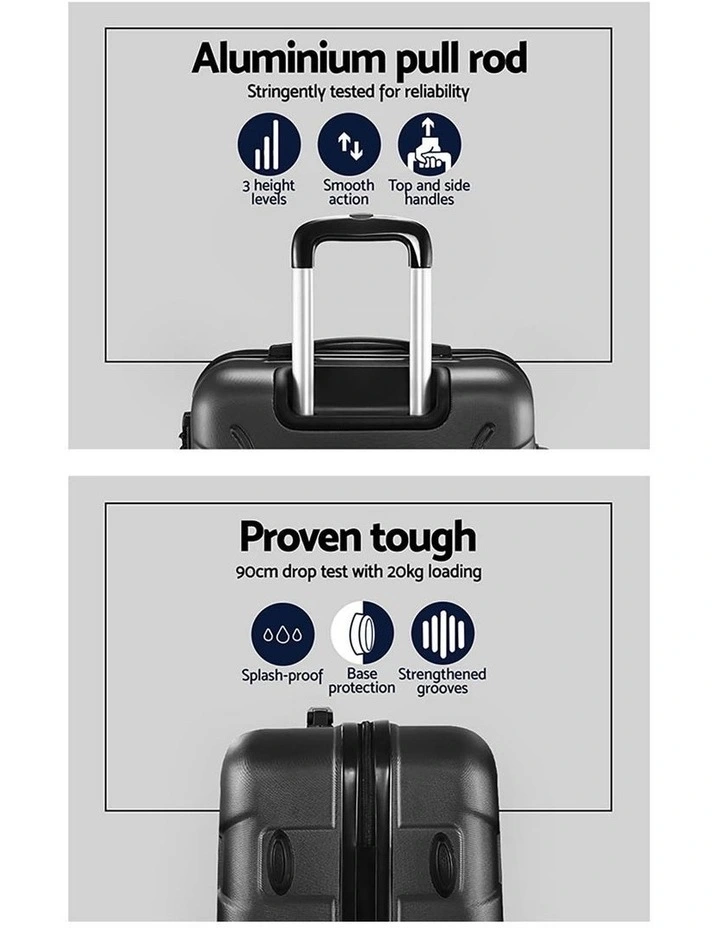 TSA Hard Case Lightweight Luggage Trolley Travel Suitcase Set of 3 in Black image 4