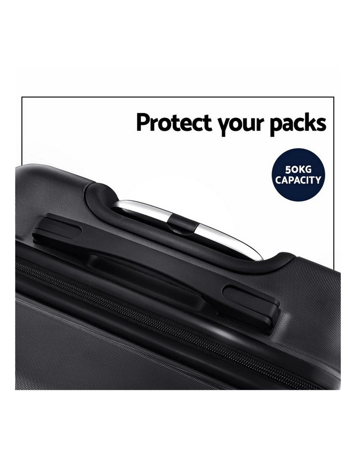 TSA Hard Case Lightweight Luggage Trolley Travel Suitcase Set of 3 in Black image 6