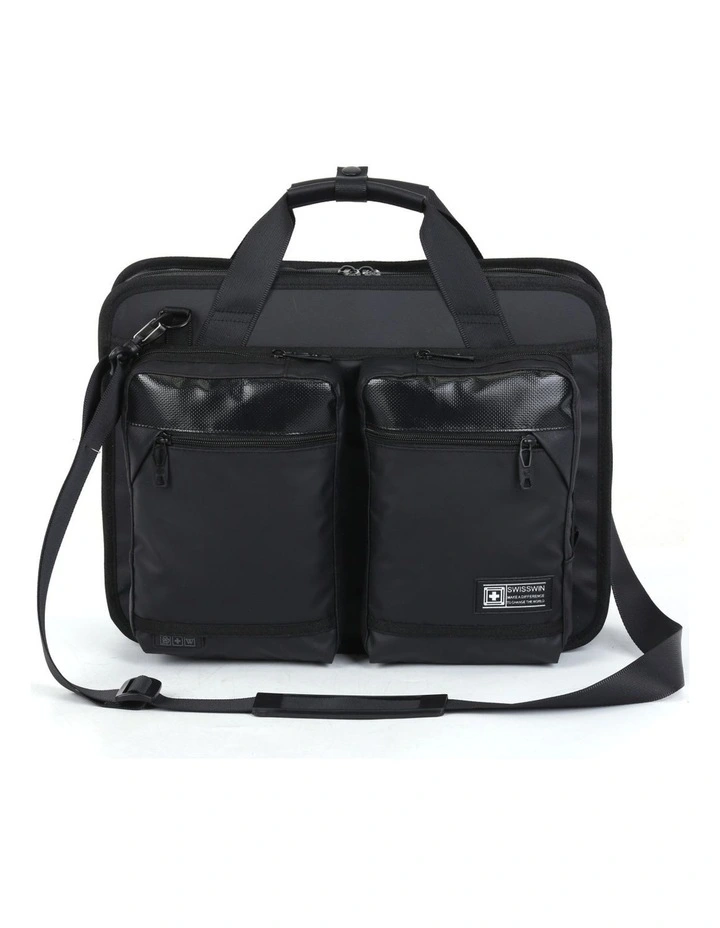 Swisswin Waterproof Laptop Briefcase Messenger Travel Work Bag Black image 1