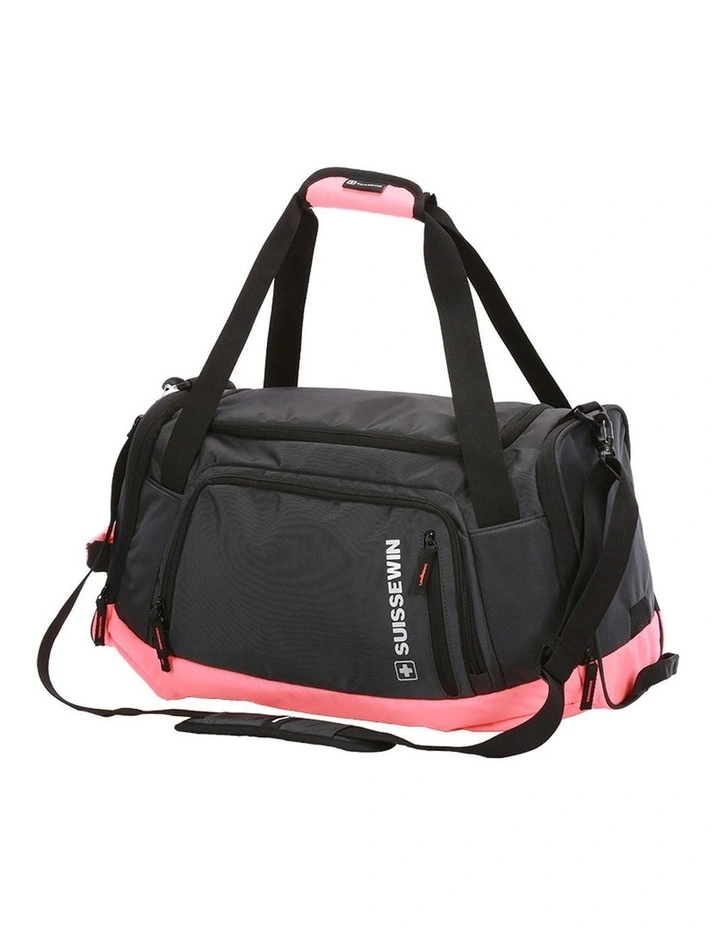 Swiss Waterproof Duffel Weekender Gym Travel Bag Grey/Orange image 3