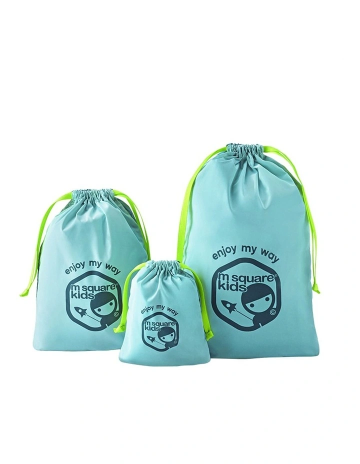 M Square Drawstring Storage Bag Set Blue image 1
