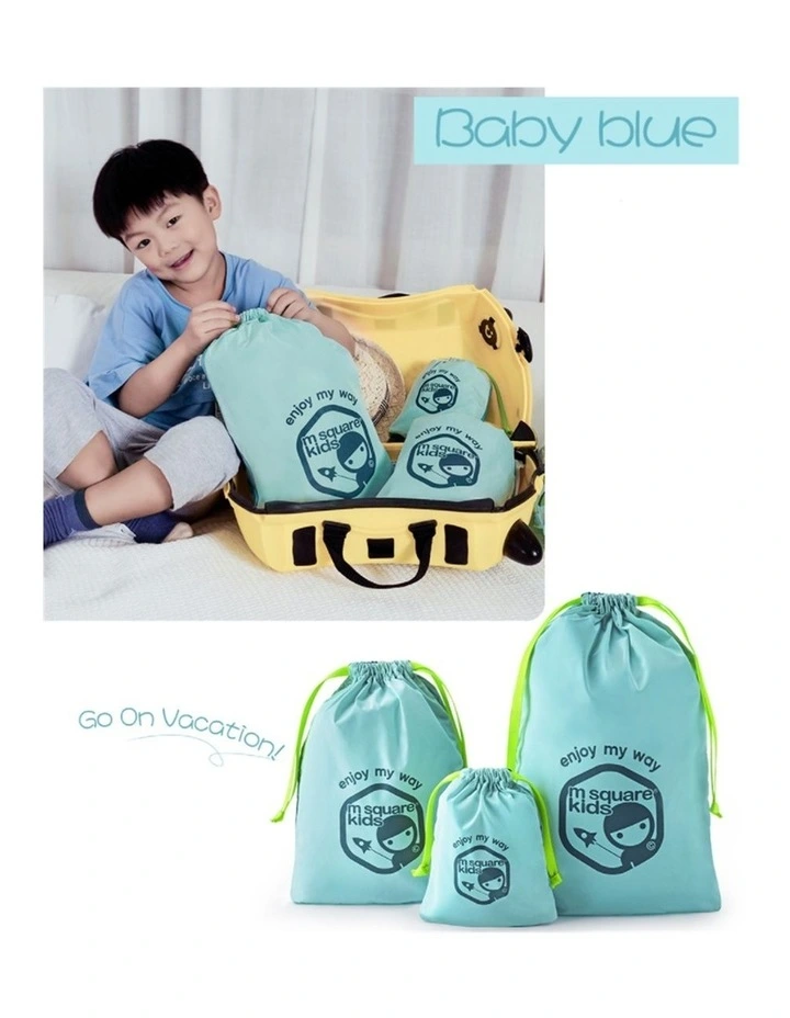 M Square Drawstring Storage Bag Set Blue image 7
