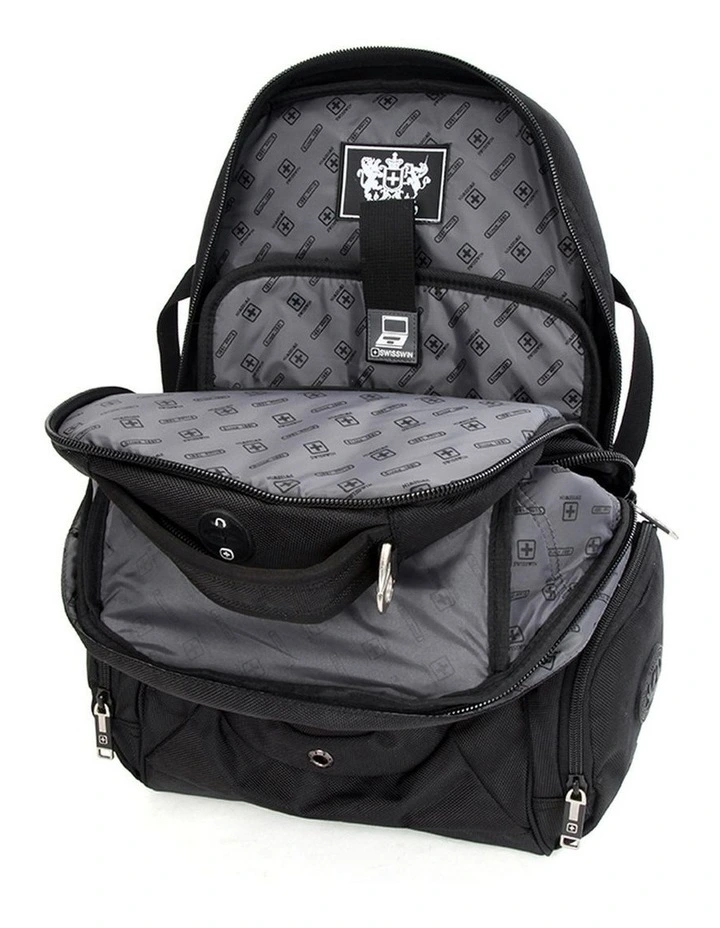Swisswin Waterproof 17 Laptop Backpack Travel Business Work Bag Black image 6