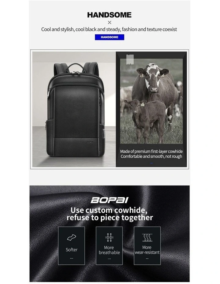 Bopai Anti-Theft Waterproof Laptop Backpack Travel Business Work Bag Black image 6