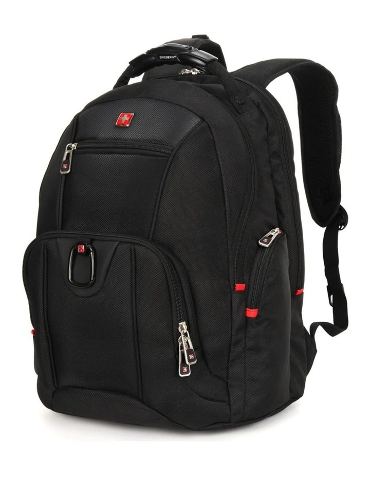 Swisswin Waterproof 17 Laptop Backpack Travel Business Work Bag Black image 2