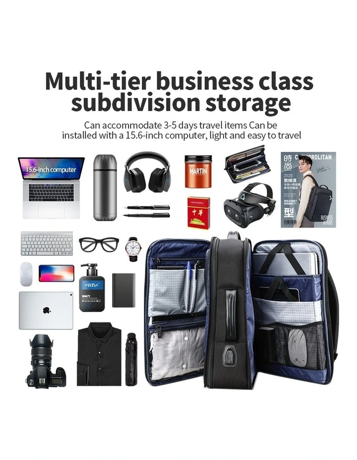 Bopai Anti-Theft Waterproof Laptop Backpack Travel Business Work Bag Black image 5