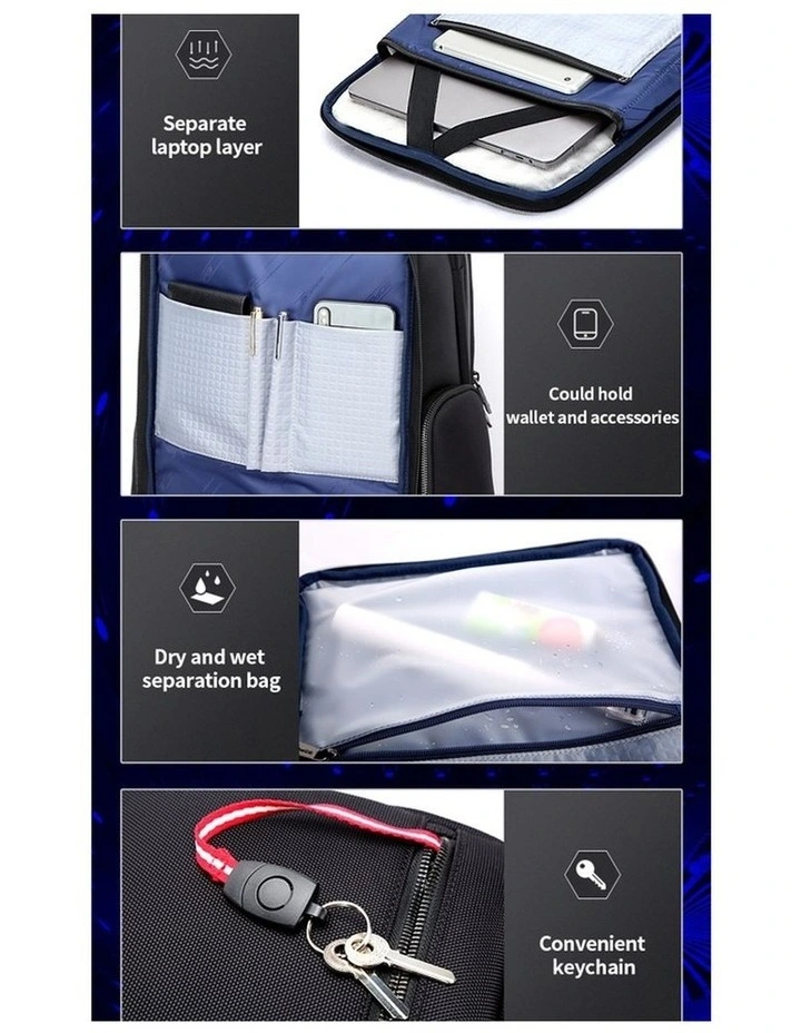 Bopai Anti-Theft Waterproof Laptop Backpack Travel Business Work Bag Black image 5