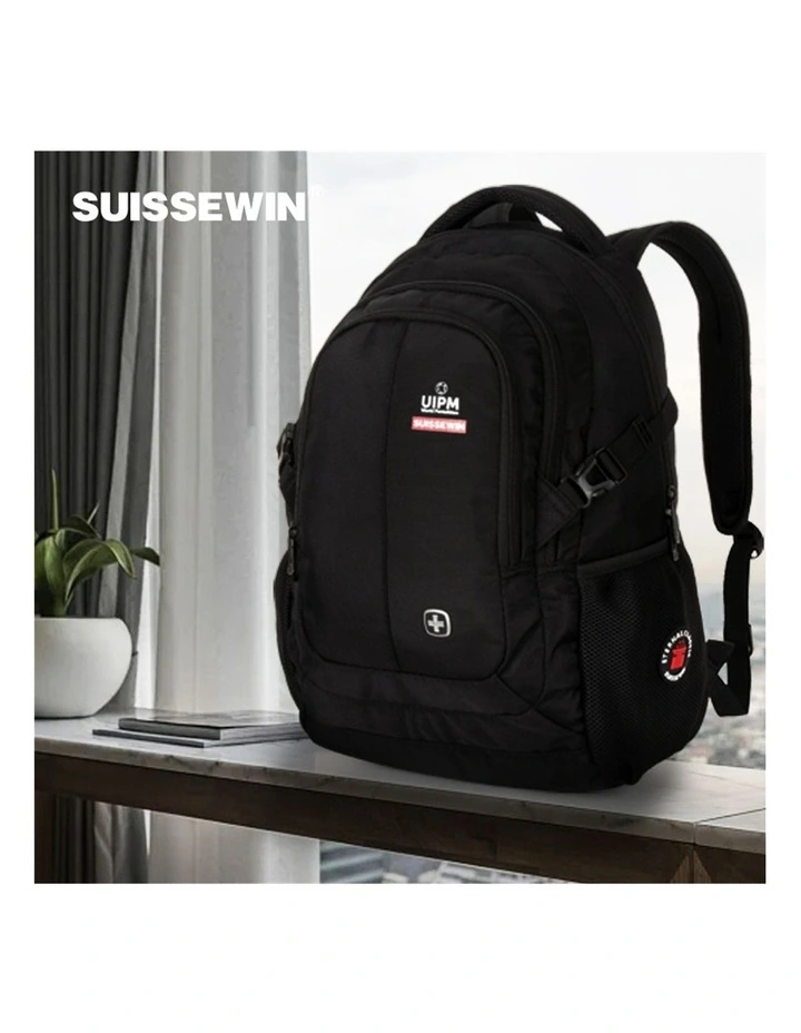 Swiss Laptop Backpack Travel Business Work Bag Black image 4