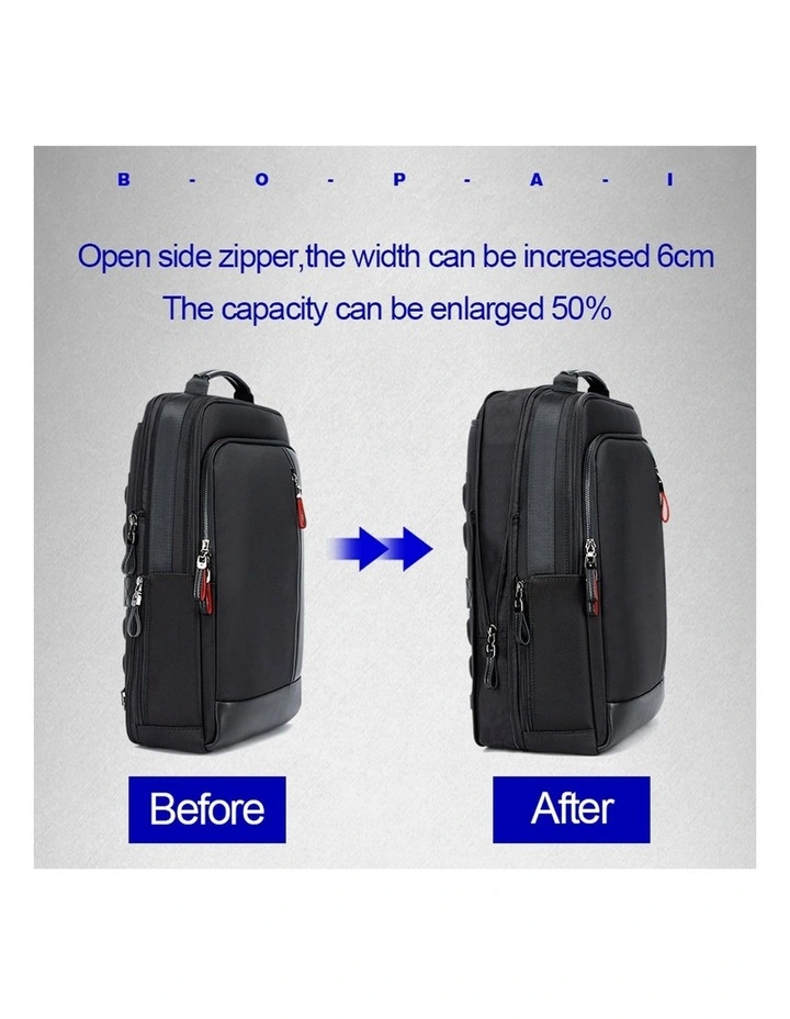 Bopai Anti-Theft Waterproof Laptop Backpack Travel Business Work Bag Black image 3