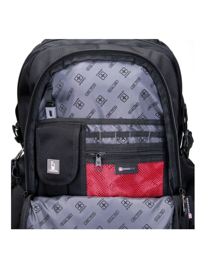 Swisswin Waterproof 17 Laptop Backpack Travel Business Work Bag Black image 5