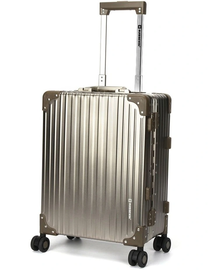 Swiss Aluminium Suitcase TSA Lock 8-Wheel Travel Luggage Goldren image 1
