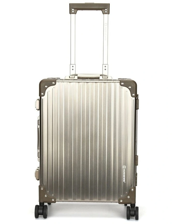 Swiss Aluminium Suitcase TSA Lock 8-Wheel Travel Luggage Goldren image 2