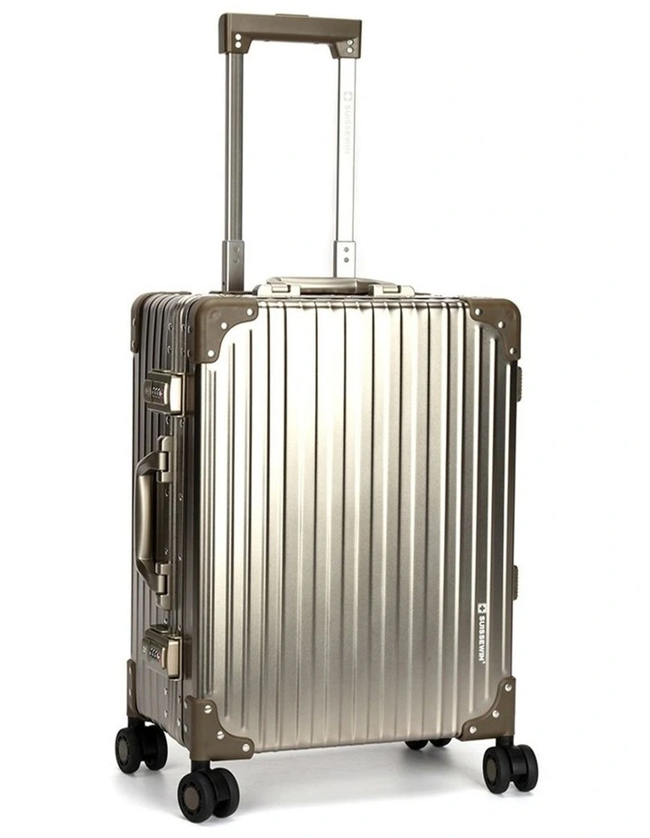 Swiss Aluminium Suitcase TSA Lock 8-Wheel Travel Luggage Goldren image 3