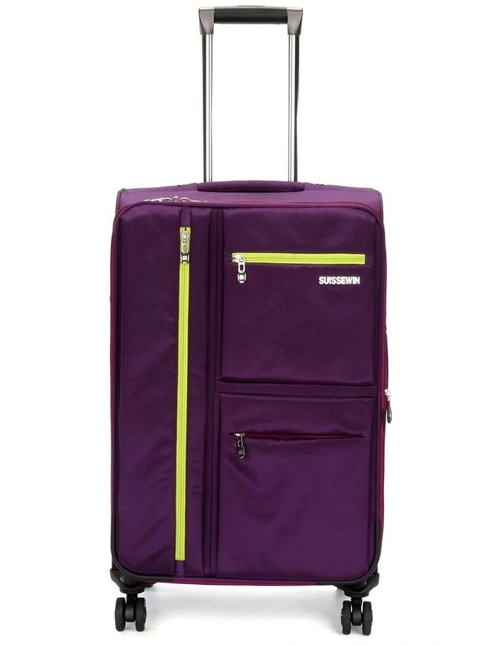 Swiss Suitcase TSA Lock 8-Wheel Travel Luggage Purple image 1