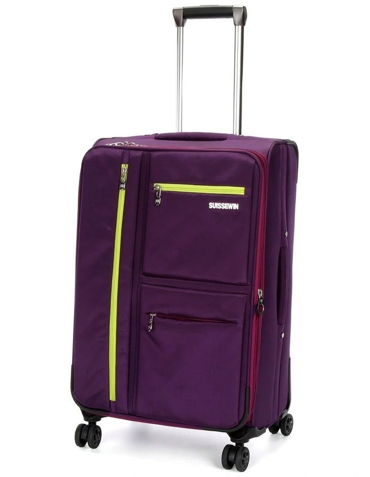 Swiss Suitcase TSA Lock 8-Wheel Travel Luggage Purple image 2