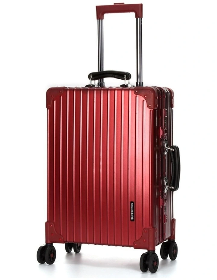 Swiss Aluminium Suitcase TSA Lock 8-Wheel Travel Luggage in Red image 1