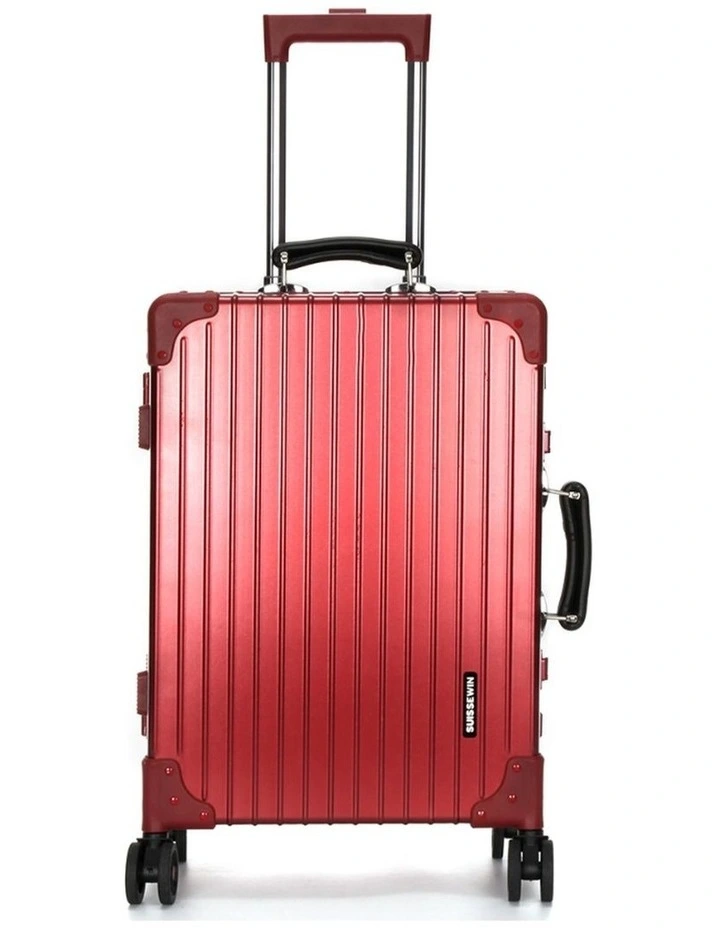 Swiss Aluminium Suitcase TSA Lock 8-Wheel Travel Luggage in Red image 2