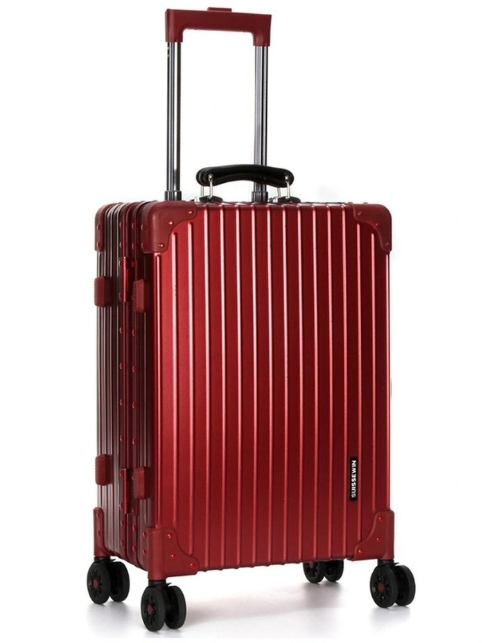 Swiss Aluminium Suitcase TSA Lock 8-Wheel Travel Luggage in Red image 5