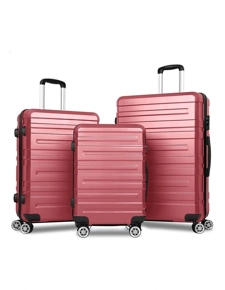 3PCS Luggage Suitcase Trolley Set Hard Case Travel Storage TSA Lock Hero Pink image 1