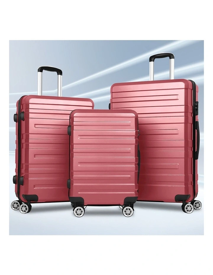 3PCS Luggage Suitcase Trolley Set Hard Case Travel Storage TSA Lock Hero Pink image 4