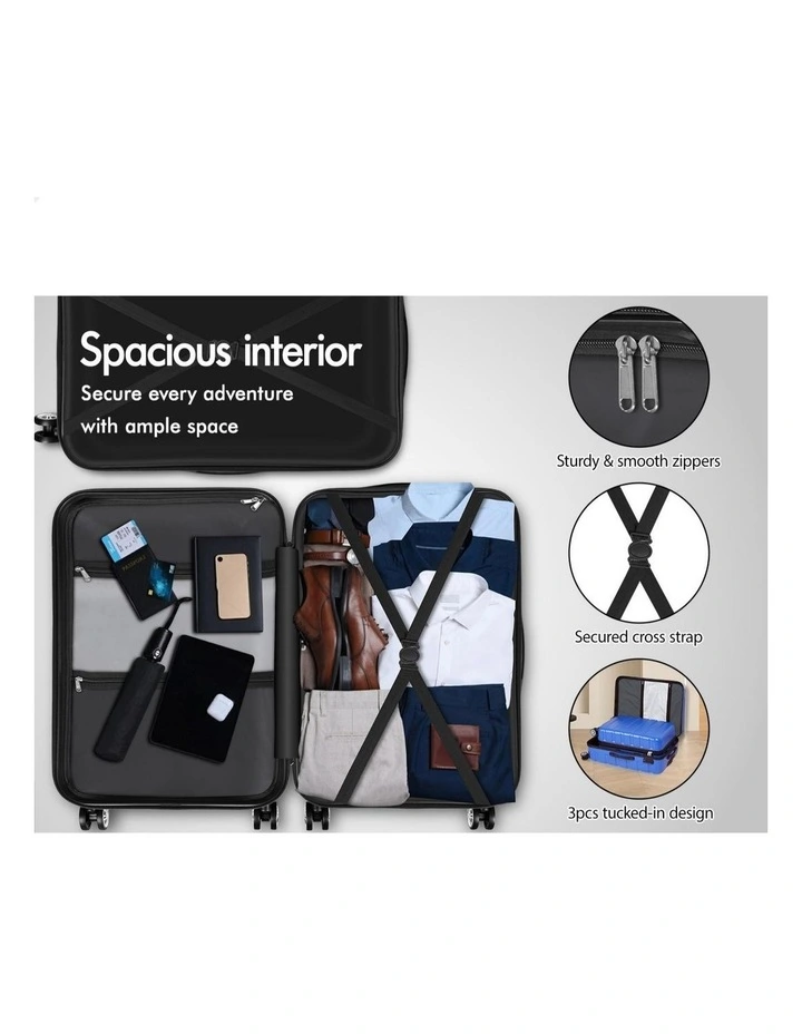 3PCS Luggage Suitcase Trolley Set Hard Case Travel Storage TSA Lock Sparco Elite Blue image 2
