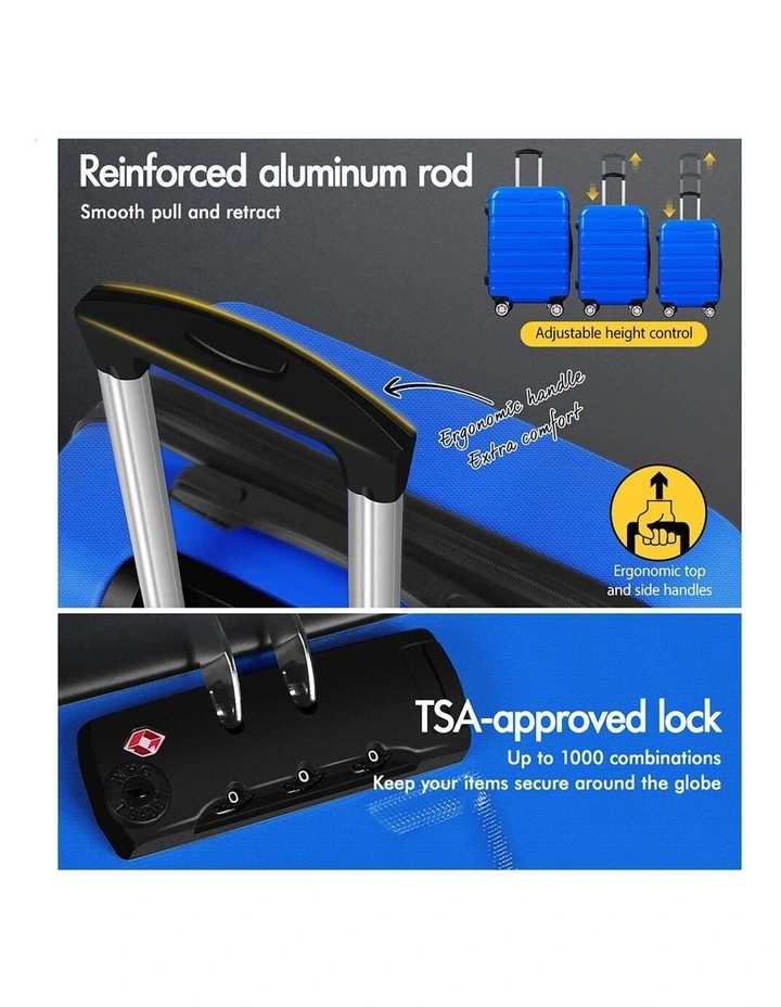 3PCS Luggage Suitcase Trolley Set Hard Case Travel Storage TSA Lock Sparco Elite Blue image 6