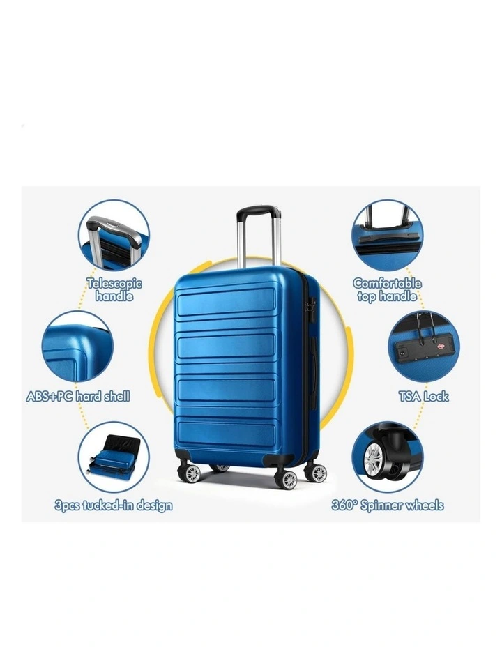 Luggage 3PCS Set Suitcase Trolley TSA Carry on Hard Case Blue image 5