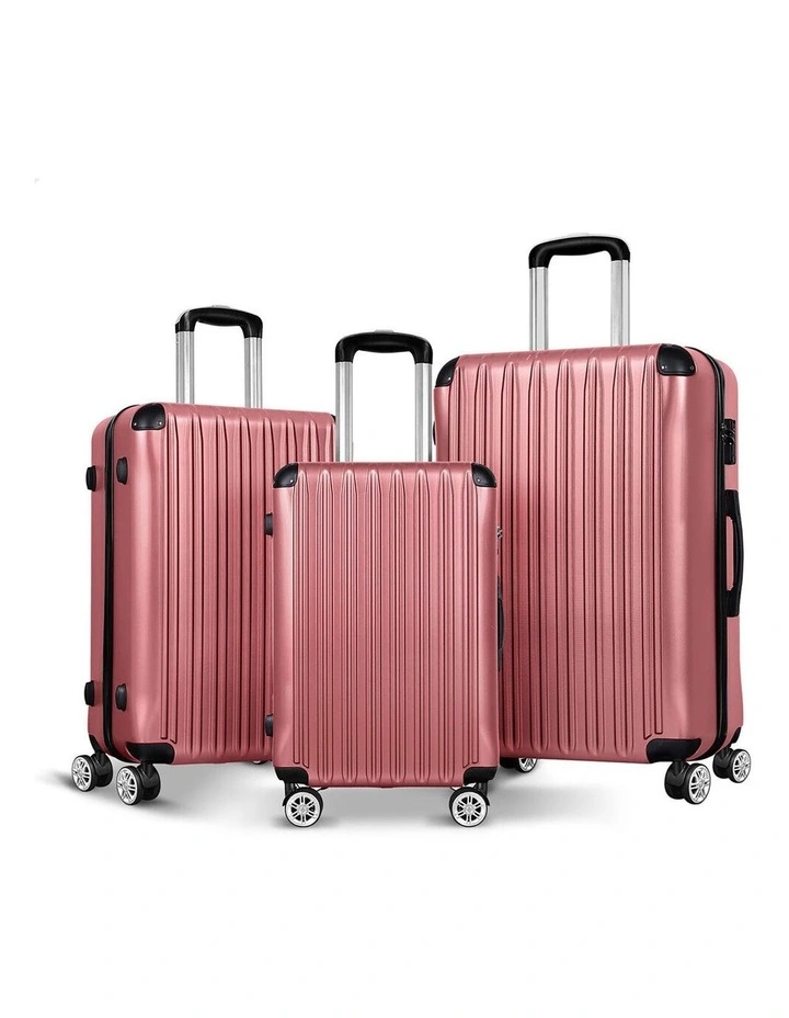 Luggage 3PCS Set Suitcase Trolley TSA Carry on Hard Case Pink image 1