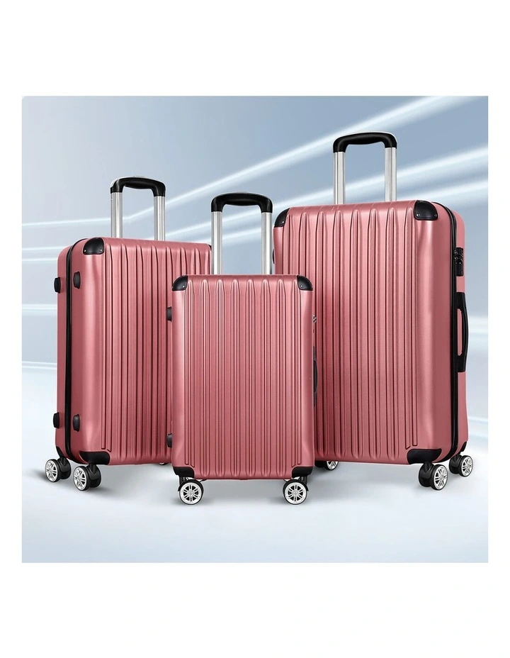 Luggage 3PCS Set Suitcase Trolley TSA Carry on Hard Case Pink image 7