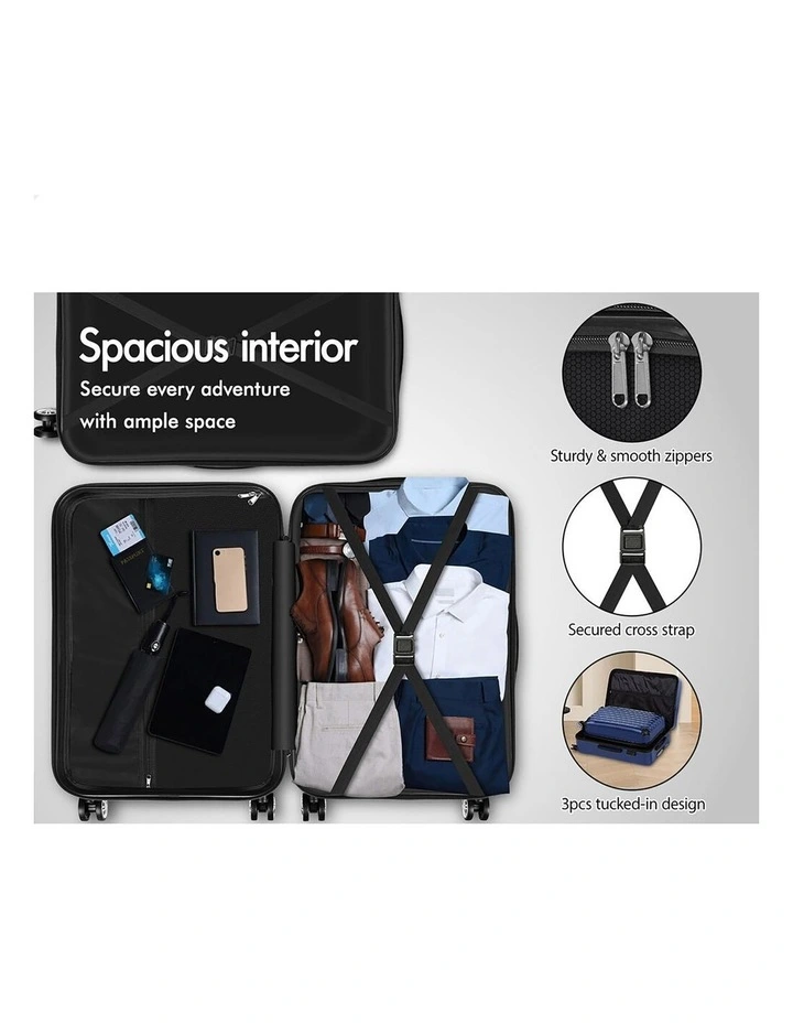 3PCS Luggage Suitcase Trolley Set Hard Case Travel Storage TSA Lock Voyage Pro Navy image 5