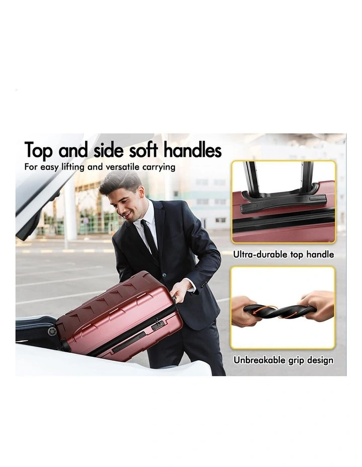 3PCS Luggage Suitcase Trolley Set Hard Case Travel Storage TSA Lock Dina Pink image 2
