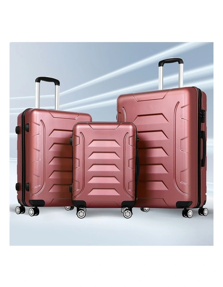 3PCS Luggage Suitcase Trolley Set Hard Case Travel Storage TSA Lock Dina Pink image 3